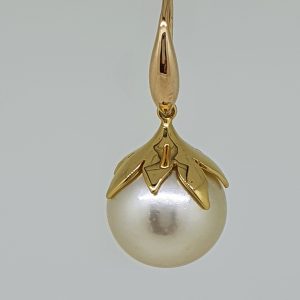 Gelbe Perlen-Ohrgehänge Gelbgold 750